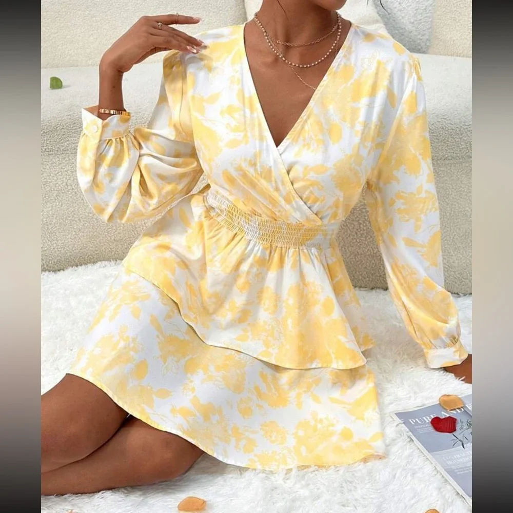 Boho floral print t shirred waist dress - Picture 7 of 13